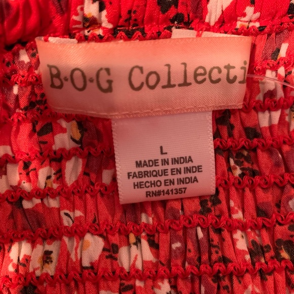 BOG Collective Red flower Print dress NWOT Size:L - Picture 5 of 5